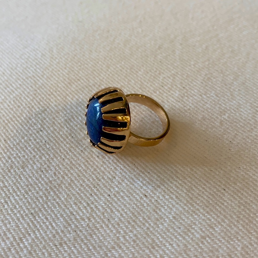 14k gold plated and cobalt ring